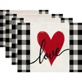 thumbnail image 5 of 2024 Placemat Set Loving Hearts Linen Check Plaid Table Mats for Valentine's Day Wedding Dining Table ration, 5 of 6