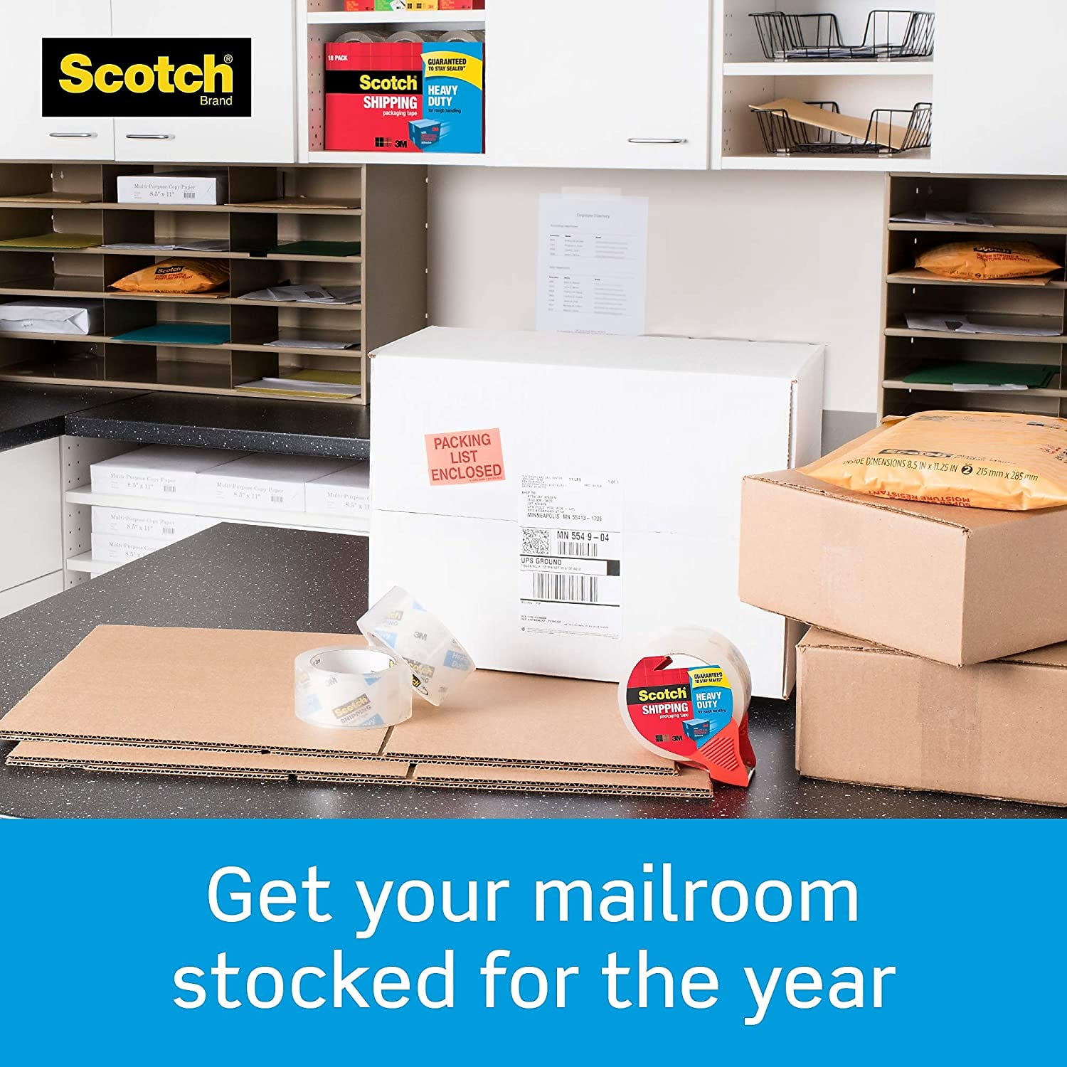 Scotch® Heavy Duty Shipping Packaging Tape with refillable Dispenser