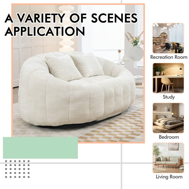 MOONMISS Chenille Loveseat Size Durable Chenille Fabric High Back