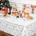 thumbnail image 3 of Christmas Tablecloth 60×104 Inch, Silver Snowflake Christmas Table Cloth for Winter, Elk Christmas Tablecloths, Waterproof Xmas Table Cover for Table, Kitchen, Dining, Holiday, Rectangle, 3 of 5