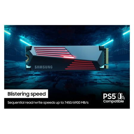 Samsung - 990 PRO 1TB Internal SSD PCIe Gen 4x4 NVMe with Heatsink for PS5