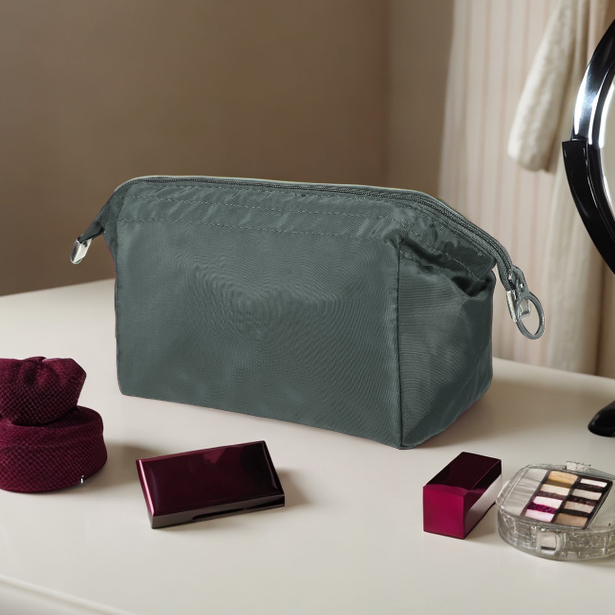 Unique Bargains Women Durable Makeup Bag for Business Travel Vacation Wedding Gym Gray