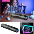 thumbnail image 1 of HaoXun 2.1 Channel Computer Soundbar with Subwoofer and RGB Lighting Effects - Bluetooth 5.3 Built-in Sound Card Desktop Speakers for PC Home Theater Entertainment System, 1 of 9