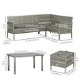 thumbnail image 2 of 5-Piece Wicker Patio Furniture Set, PE Rattan Conversation Dining Set with Navy Blue Cushions, Glass Top Table & 2 Ottomans, Mixed Grey Sectional Sofa for Garden, Yard, Backyard, 2 of 7
