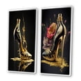 thumbnail image 3 of Designart "High Heel with Golden Drip" Fashion Framed Wall Art Set Of 2 - Gold Fashion Framed Canvas Set For Living Room Decor, 3 of 7