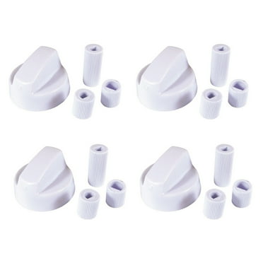 4 Your Home Design White Stove Oven Control Knob with 12 Adapters, 4 Pack