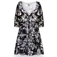 thumbnail image 1 of MediumTall Women Tunic Casual Silver Magnolia Designer Print Elegant Draw-Tie V-Neck Loose Babydoll Shirt Blouse, 1 of 4