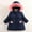 Navy, variant on Winter Coat for Girls Hooded Puffer Jacket Girls Bow Jacket Zipper Long Sleeve Waterproof Girls Thicken Jacket Jacket for Girls 6-7 Years