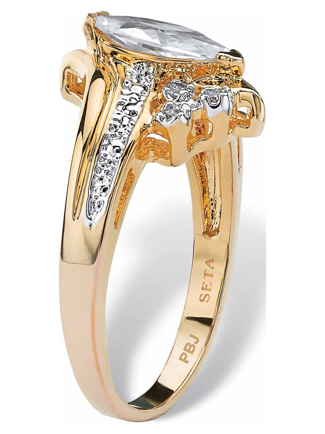 Marquise-Cut Cubic Zirconia Engagement Anniversary Ring 1.03 TCW in Gold-Plated