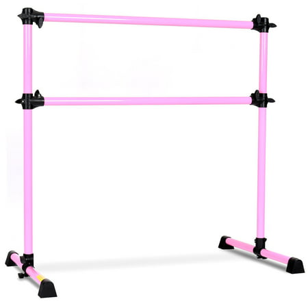 Costway 4' Portable Double Freestanding Ballet Barre Stretch Dance Bar Height (Best Ballet Barre For Home)