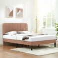 thumbnail image 2 of VECELO Queen Size Bed Frame, Modern Upholstered Platform Bed Frame with Adjustable Headboard, Wooden Slats Support/No Box Spring Needed, Coffee, 2 of 12