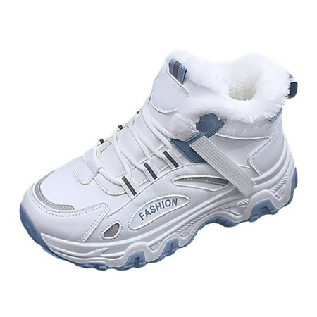 QYZEU Womens Sneaker Woman Sandals Women Casual Shoes White Shoes for Women All Leather Panel Shoes Autumn and Winter Flat High Top Sneakers Blue 39