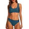thumbnail image 2 of Two Piece Swimsuit for Women Neck Bikini Crop Top High Cut Womens Bathing Suits Sporty High Waisted Swimwear, 2 of 7