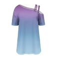 thumbnail image 3 of Annhoo Womens Tops Summer Cold Shoulder One Side Double Strap T-Shirts Short Sleeve Vacation Blouses Loose Tees, 3 of 5