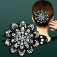 thumbnail image 2 of Rhinestones Flower Hair Clip Ponytail Hairclip Duckbill Hairpin Barrette Crystal Fancy Decorative Hair Accessories For Women, 2 of 10