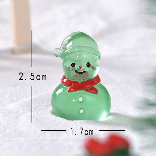 Adornos pequeños con escena de nieve de muñeco de nieve brillante para Navidad, accesorios decorativos de escritorio