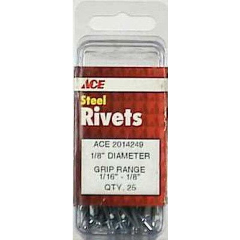 25Pk 1/8" Diameter Steel Rivets Ace Pop Rivets PSS42 082901015994