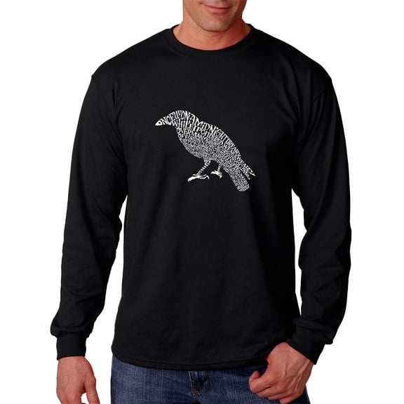LA Pop Art Men's Word Art Long Sleeve T-shirt - Edgar Allen Poe's The Raven