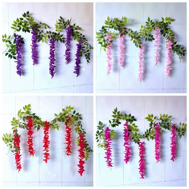 Rota Rosa artificial de 180 cm para decoración de pared, cesta colgante de plástico con enredaderas para sala de estar, techo (rosa roja) Rkxzt