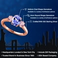 thumbnail image 2 of Gem Stone King 1.66 Ct Blue Tanzanite Pink Lab Grown Diamond 18K Rose Gold Plated Silver Ring, 2 of 6