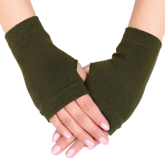 Sofullue Women Men Combed Cotton Knitted Fingerless Gloves Solid Color Stretchy Thumb Hole Wrist Length Driving Mittens Student Hand Warmers