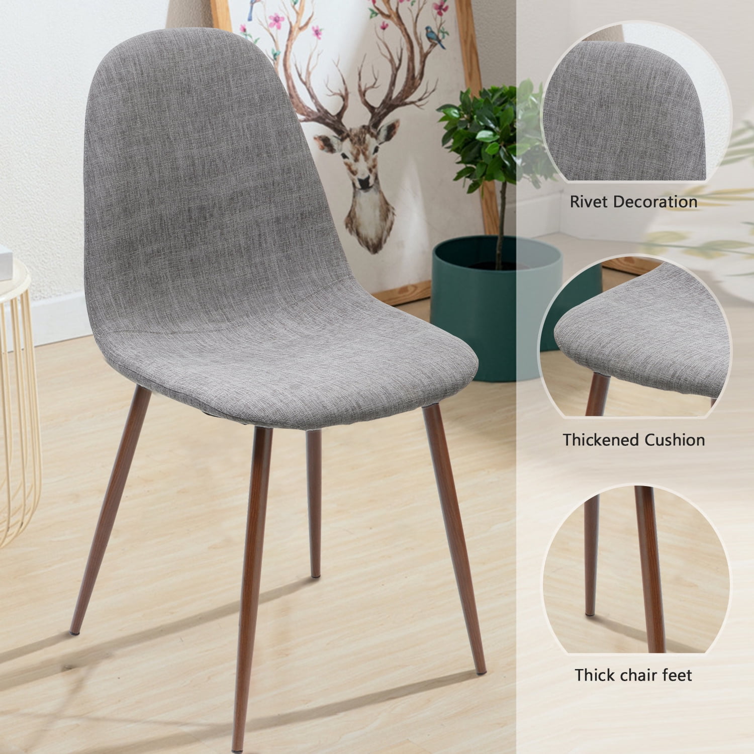 Kadyn Mid Century Fabric Dining Chairs, Upholstered Fabric Dining Chair for Bedroom, Modern Kitchen Side Chair, Set of 2, Light Grey Kadyn Mid Century Fabric Dining Chairs, Upholstered Fabric Dining Chair for Bedroom, Modern Kitchen Side Chair, Set of 2, Light Grey