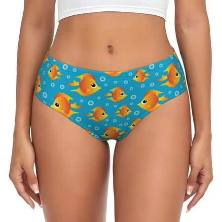 Womens Underwear - Bright golden cartoon fish No Show Seamless Underwear for Women  Soft Comfort Stretch Women s Panties  Hipster Ladies Panties Bikini Underwear Briefs