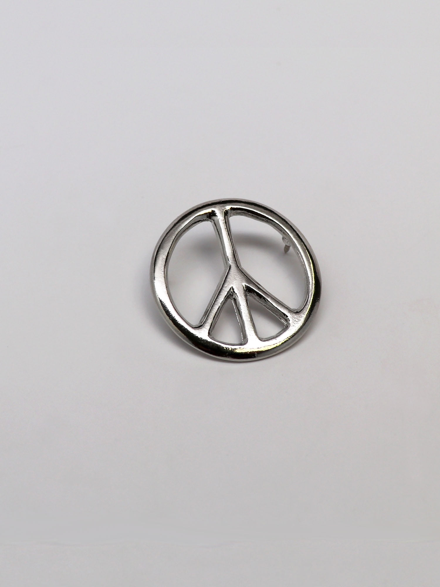 Peace Sign Hippie Pin Polished Silver Finish Pewter Real