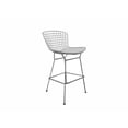 thumbnail image 2 of Benjara Hely 28 Inch Barstool Set of 2, Chrome Wire, Black, White Faux Leather Seat, 2 of 5