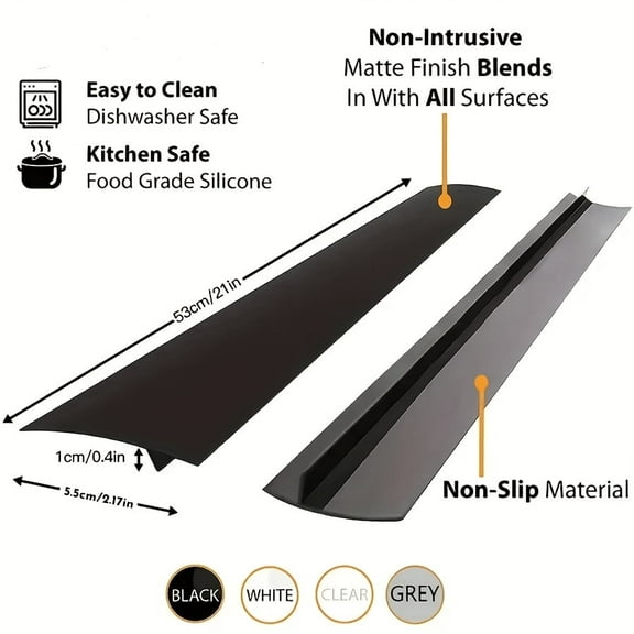 Silicone Stove Gap Filler – Heat-Resistant Countertop Cover, Easy-to-Cut Slip-On Gap Guard, Waterproof & Dishwasher Safe Kitchen Protector up to 320 ° C