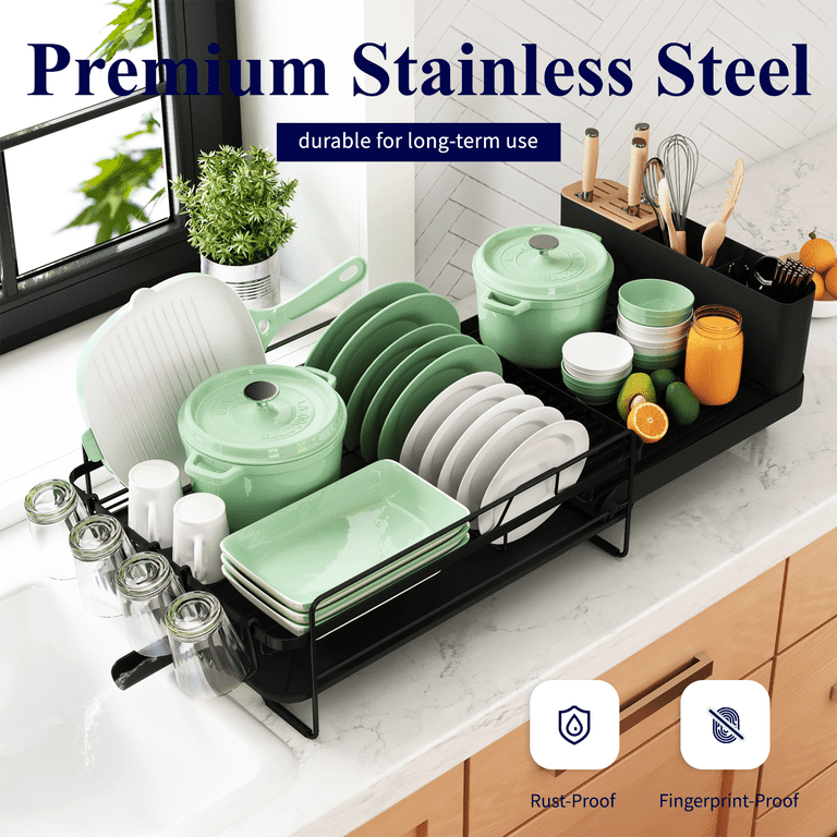 Sakugi Extendable Dish Drying Rack, Stainless Steel photo 5