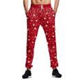 thumbnail image 1 of MAWCLOS Men Straight Leg Christmas Print Trousers Running High Waist Sweatpants Red L, 1 of 4