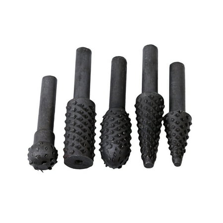 

Docooler 5 PCS Rotary Burr Rasp Wood Carving File Woodworking Drill Bit 14-inch Round Shank Chisel Embossed Deburring Polishing Grinding Head for Carpenter