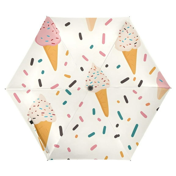 ALAZA Cartoon Ice Cream UPF 50  Compact Folding Umbrella for Rain Travel Umbrella Packable