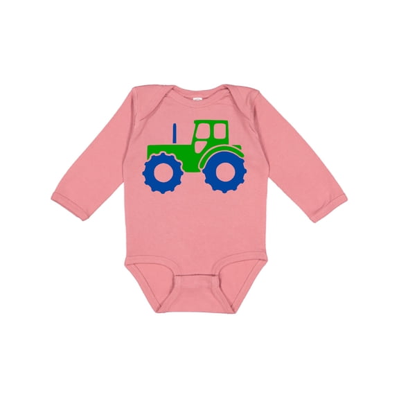 Inktastic Cute Green Tractor Boys or Girls Long Sleeve Baby Bodysuit