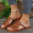 thumbnail image 4 of Xfvqtps Slide Sandals for Women Flat Sole Side Cut out Wide Band Flat Sandals Open Toe Casual Shoes Slide Slippers Brown, 4 of 5