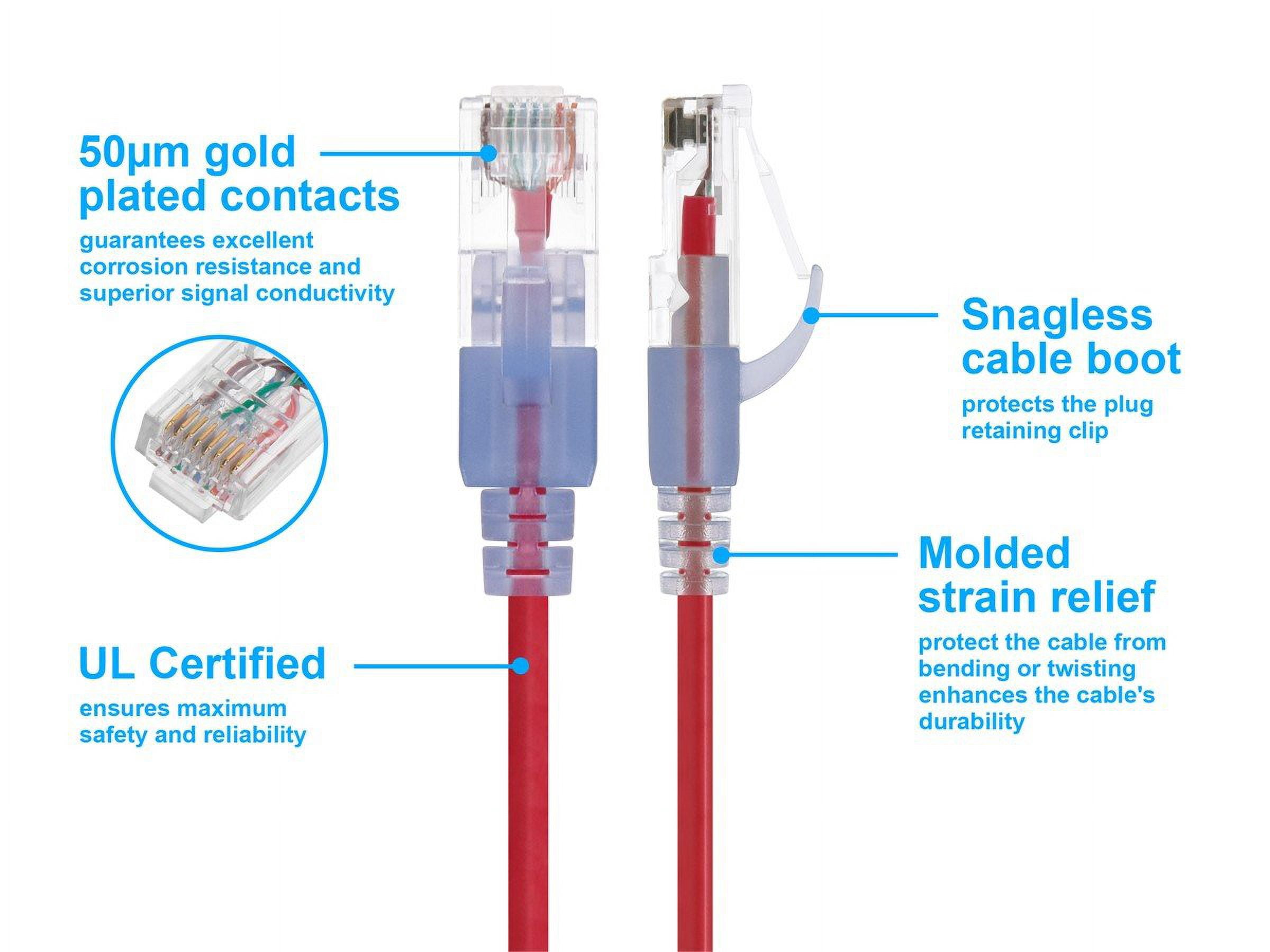 Monoprice Cat6A Ethernet Patch Cable - 7 Feet - Red (10 Pack) Snagless RJ45 550Mhz UTP Pure Bare Copper Wire 10G 30AWG - SlimRun Series