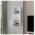 thumbnail image 2 of White Wall Cabinet with Door, Modern Storage Organizer, Living Room Accent, 43.3" Tall, White Finish, Concealed Shelf, 2 of 7