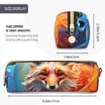 thumbnail image 3 of Easygdp Color Splash Fox Portrait para Estuche de Lápices de Cuero, Estuche de Papelería de Cuero, Estuche de Gran Capacidad con Cremallera, 3 of 7