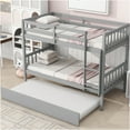 thumbnail image 4 of JERFIT Grey 3-in-1 Convertible Bunk Bed with Trundle, Twin Size Rubber Wood Loft Bed with Ladder, Guardrails, and Storage Space Saver, 4 of 10