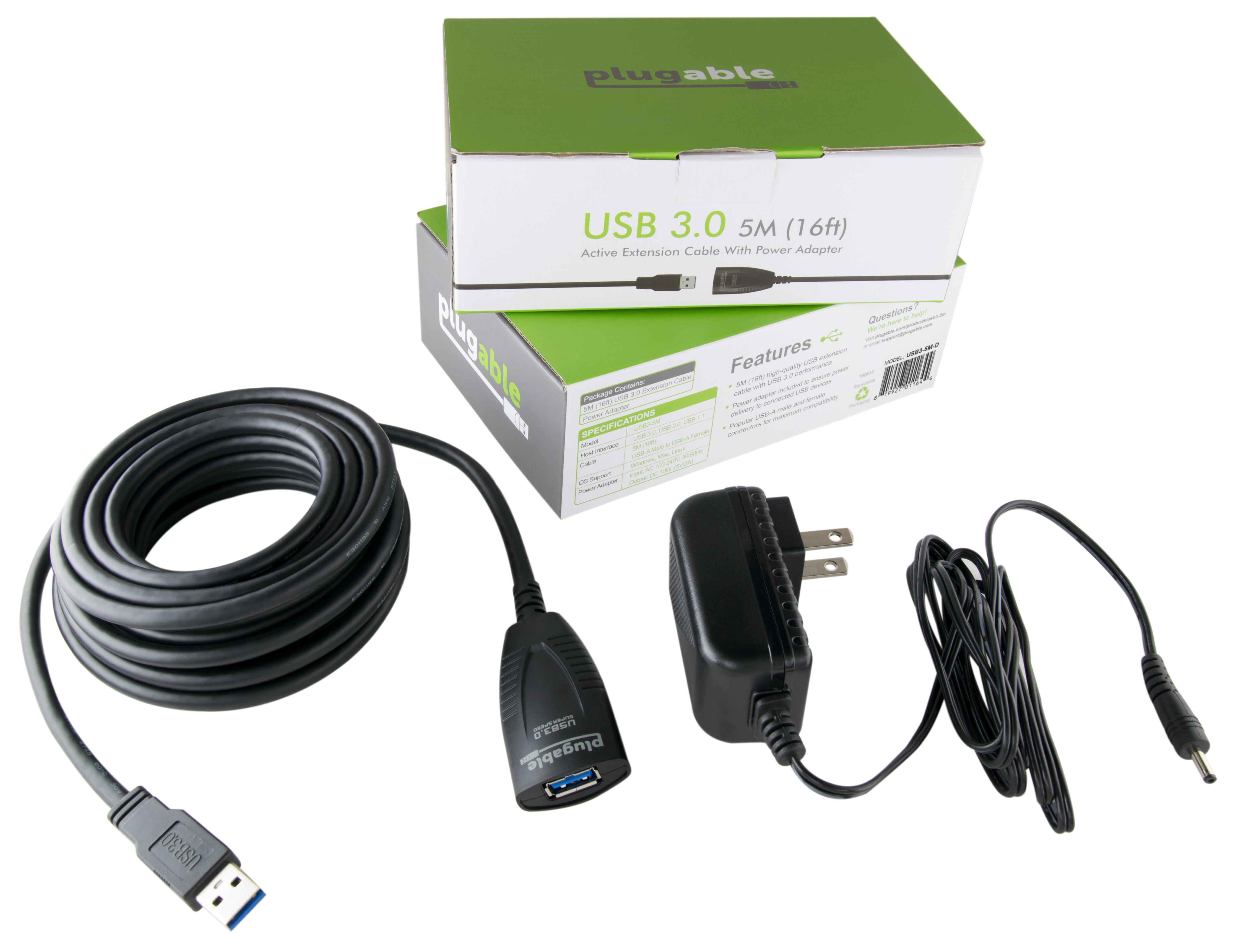 Plugable 5 Meter (16 Foot) USB 3.0 Active Extension Cable with AC Power Adapter and Back-Voltage Protection - image 4 of 6