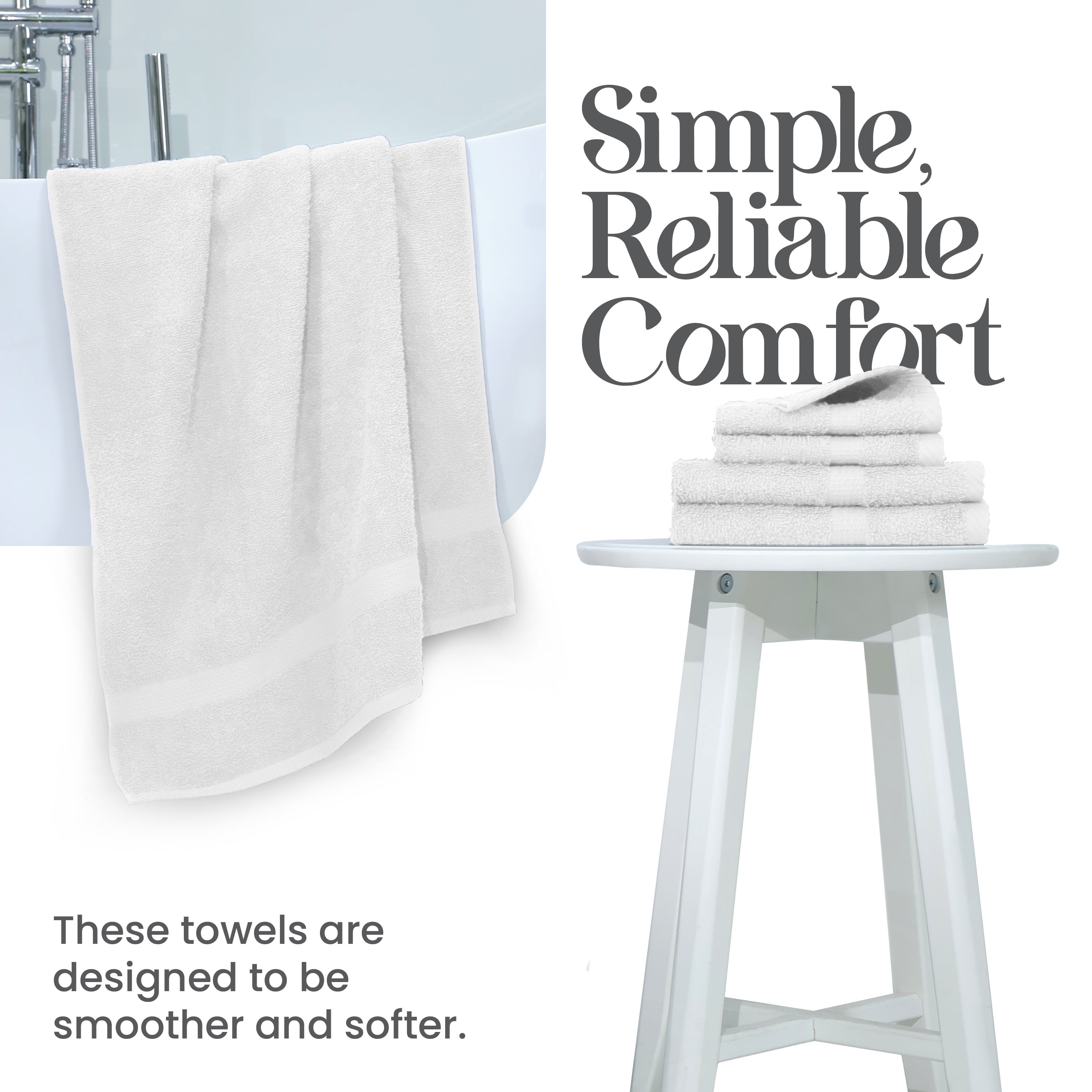 Utica 6-Piece Towel Set | 100% Cotton Soft & Absorbent Everyday Towels | White