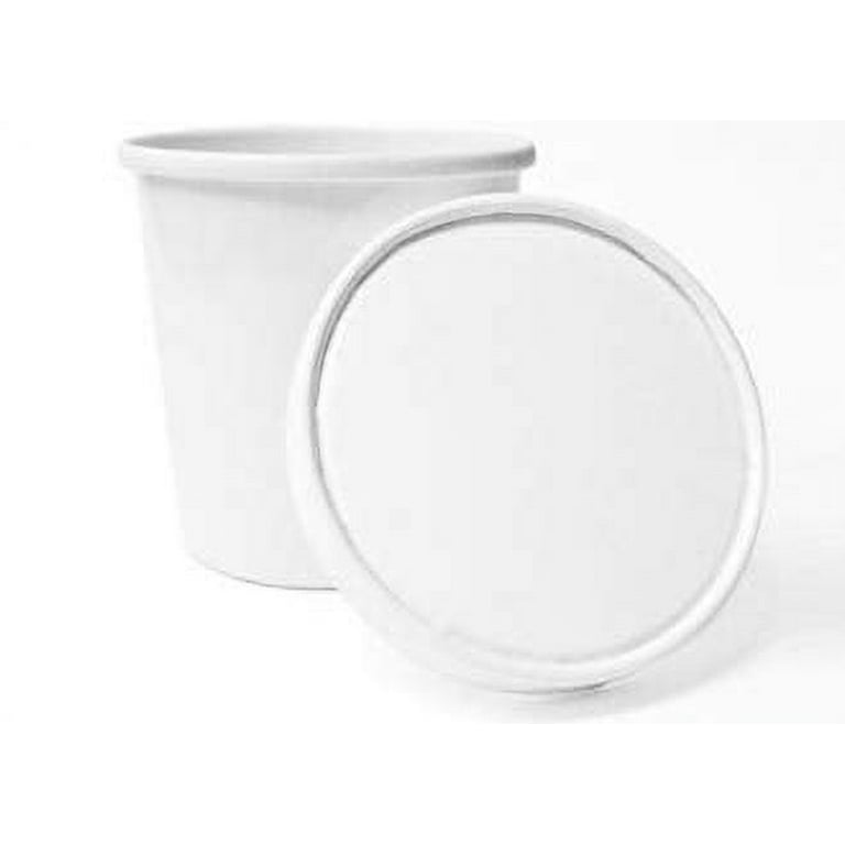 YOCUP 16 oz White Paper Ice Cream Container with Paper Lid Combo - 250/Case