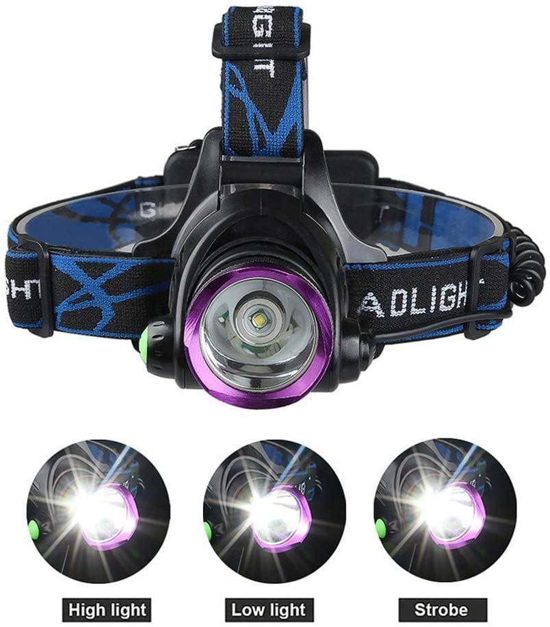 Car Char Zoomable 3 Modes Super Bright LED Headlamp with Rechargeable Batteries 