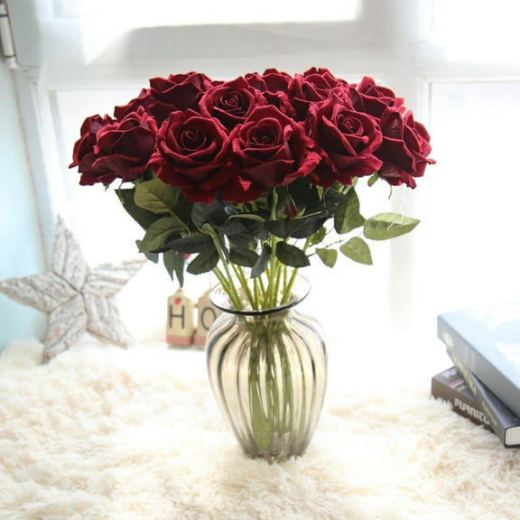 Fnochy Clearance Artificial Roses Flannel Flower Bouquet for Wedding Party Home Decor - Realistic and Vibrant Fake Flowers, Easy to Clean, Perfect for Office and Garden Decoration