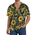 thumbnail image 3 of Xecao offers the Sunflowers for Men's Casual Short-sleeved Shirt, a button-up collared shirt with a pocket, perfect for beach vacations and yacht travel in the 3X-Large size., 3 of 7