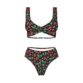 thumbnail image 4 of Daiia Strawberry Women's Bikini Set Two Piece Swimsuit High Waisted Bikini Adjustable Straps Bikini, Red, 4 of 9