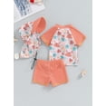 thumbnail image 4 of Bagilaanoe 3 Piece Toddler Baby Boys Swimsuits Set Print Short Sleeve Zipper Rashguard Tops + Shorts + Sun Hat 3M 6M 12M 18M 24M 3T Kids Swimwear Bathing Suit Beachwear, 4 of 8