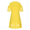 thumbnail image 6 of Wycnly Womens Dresses Party Prom Sexy Lace Patchwork Cold Shoulder Swing Tunic Short Dresses Summer Solid V-Neck Short Sleeve Formal Mini Dress Yellow XL, 6 of 7