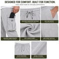 thumbnail image 4 of 3-Pack Men's Modern Fit Fleece Lined Jogger Sweatpants With Velcro Cargo Pockets (S-5XL), 4 of 6